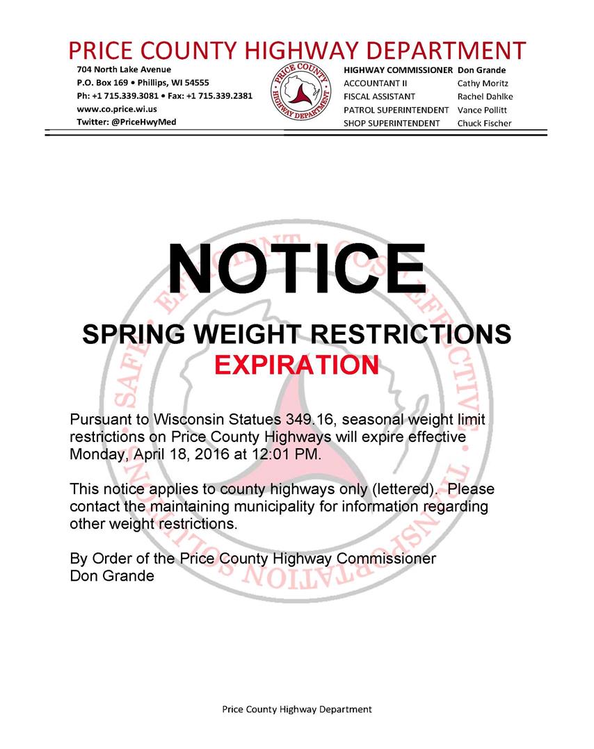 Spring Weight Restriction Expiration